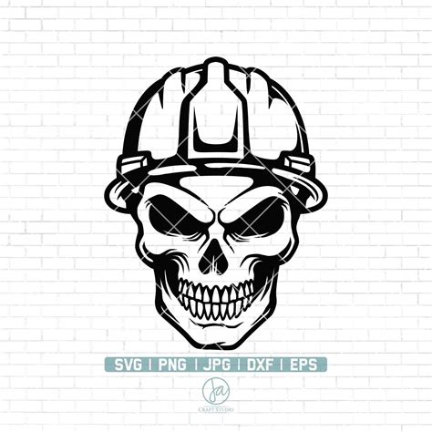 Skull With Hard Hat Svg Skull Hat Svg Skull Svg Construction Worker ...