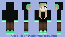 Green and Black Hoodie Girl Minecraft Skin