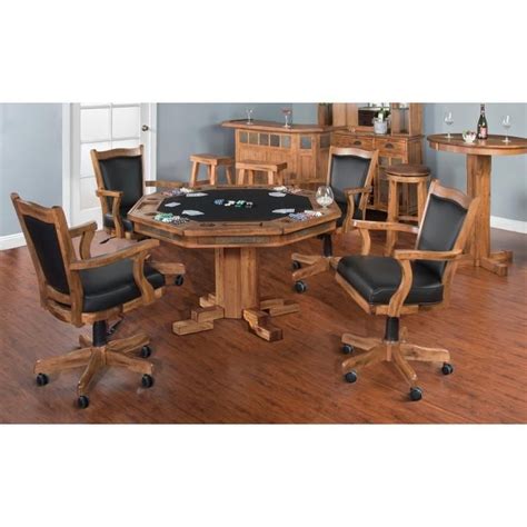 Sunny Designs Sedona (Pedestal Base) Poker & Dining Table Set with ...