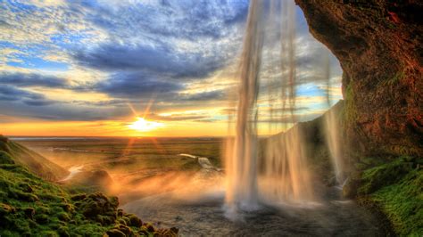 Waterfall At Sunset Wallpapers - Wallpaper Cave