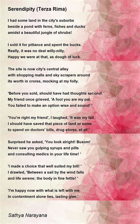 Serendipity (Terza Rima) by Sathya Narayana - Serendipity (Terza Rima) Poem