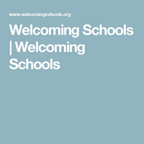 Welcoming Schools | Welcoming Schools | School, Elementary schools ...