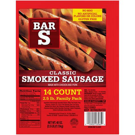 Bar S Classic Smoked Sausage, 40 Oz., 14 Count - Walmart.com - Walmart.com