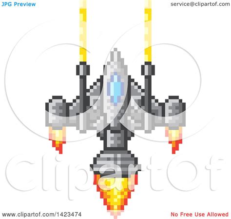 Clipart of a Retro 8 Bit Pixel Art Video Game Styled Spaceship ...