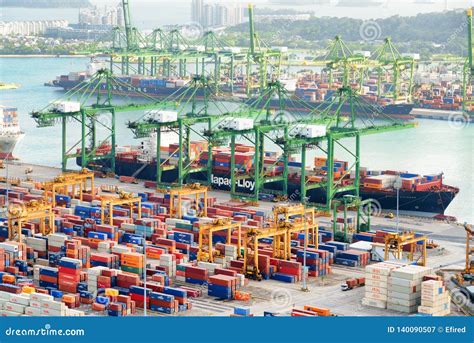 Amazing View of a Container Terminal, the Port of Singapore Stock Image ...