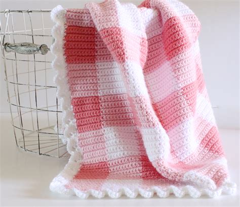 Crochet Pink Gingham Blanket - Daisy Farm Crafts