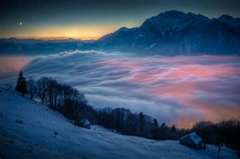 snow, Sunset, Mountain, Mist, City Wallpapers HD / Desktop and Mobile ...