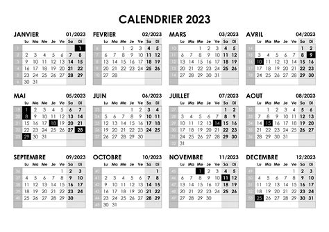 Calendrier 2023