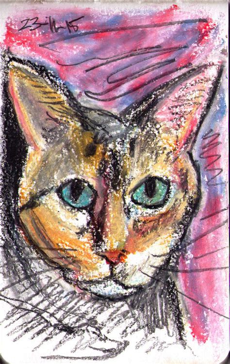 A sketch of a cat in oil pastels – One Drawing Daily