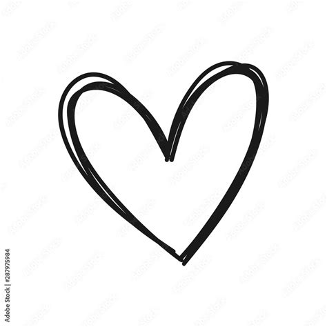 Heart doodle, hand drawn symbol of love. Sketched illustration. Stock ...