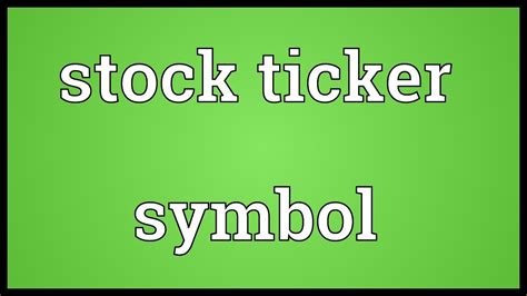 Stock ticker symbol Meaning - YouTube