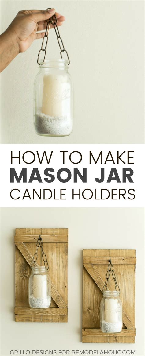 How To Make Hanging Mason Jar Candle Holders • Grillo Designs