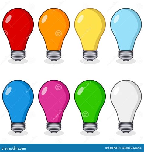 Cartoon Colorful Light Bulbs Collection Stock Vector - Illustration of ...