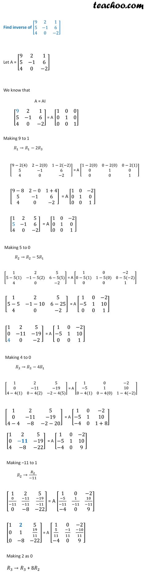 Find Inverse Of Matrix Using Row Operations