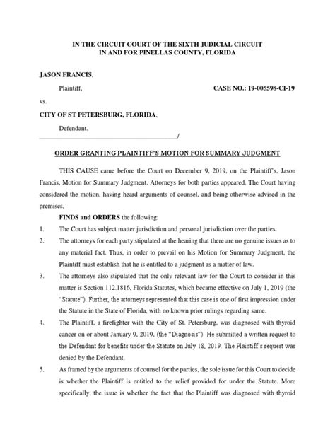 Summary Judgement Ruling | PDF | Summary Judgment | Judgment (Law)