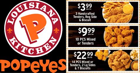 Popeye's Chicken Coupons: 3 Handcrafted Chicken Tenders With Regular ...