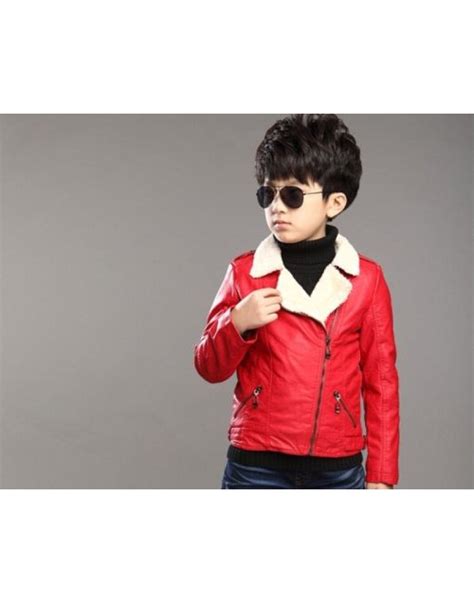 Hugme.Fashion RED Winter Leather Jacket For Kids