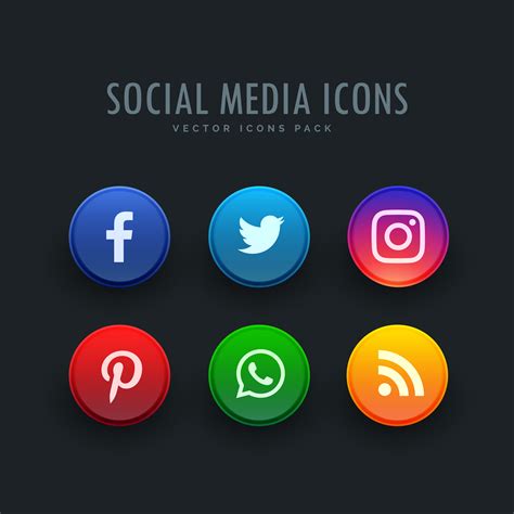 social media icons pack in button style - Download Free Vector Art ...