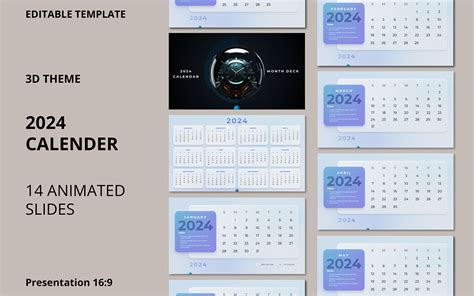 2024 Calendar PPT Template_3D theme Editable for $10