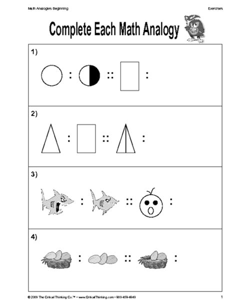 Critical Thinking Worksheet Grades K-2: Mathematical Concepts ...