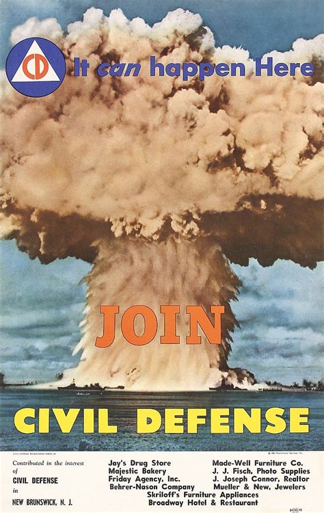 Sold Price: Original 1950s American CIVIL DEFENSE Poster Mushroom - May ...