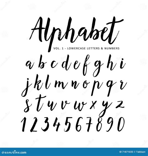 Hand Drawn Alphabet. Script Font Stock Vector - Illustration of ...