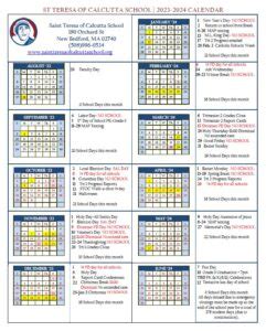 Calendars | Saint Teresa of Calcutta School