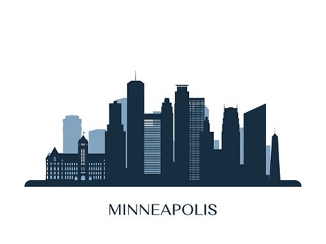 Minneapolis Skyline Monochrome Silhouette Vector Illustration Stock ...