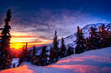 Sunset nature, Winter wallpaper desktop, Winter sunset