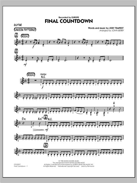 Final Countdown - Guitar Sheet Music | John Berry | Jazz Ensemble