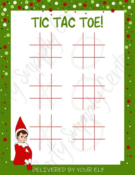 Elf Tic Tac Toe Printable