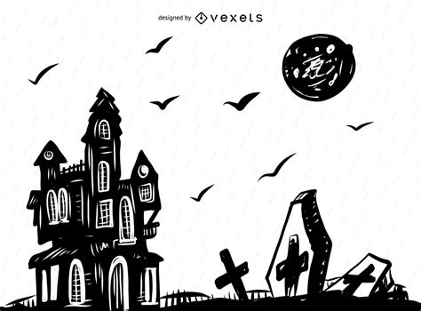 Spooky Halloween Background Drawing Vector Download