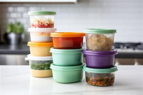 Premium AI Image | Stacked reusable food storage containers