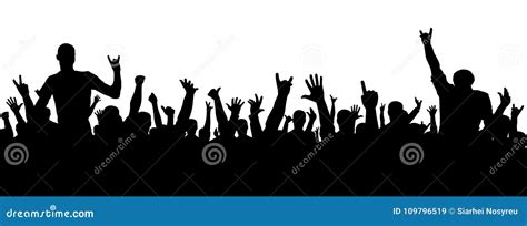 Rock Concert Silhouette. a Crowd of People at a Party. Cheerful Crowd ...