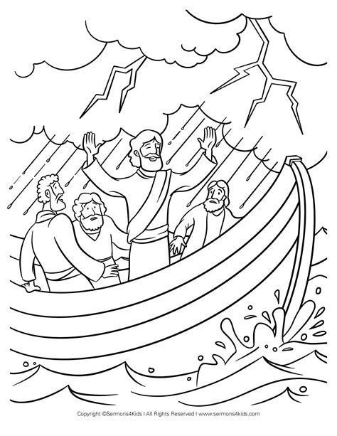 Jesus Calms The Storm Coloring Page - Free Printable Templates