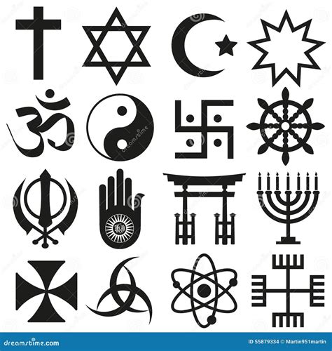 World Religions Symbols Set Of Icons In Circle Eps10 Cartoon Vector ...