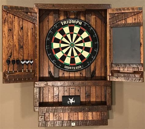 Dartboard Cabinet with compartment Barn Wood MADE TO ORDER | Etsy ...