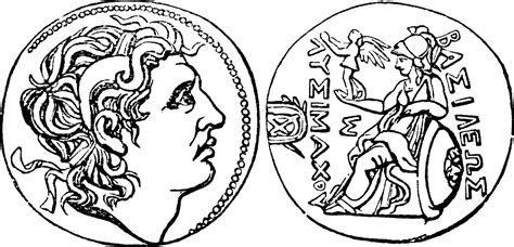 Coin of Alexander the Great, vintage illustration. 13720459 Vector Art ...