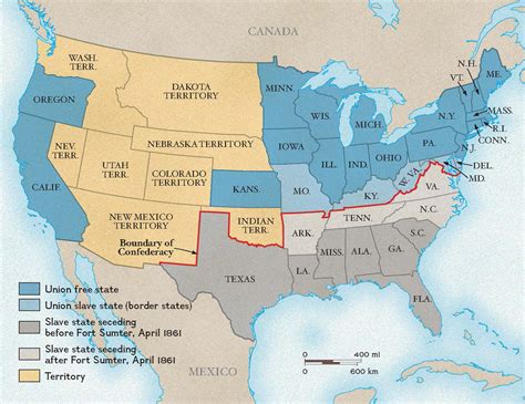 Civil War Union States Map - Amargo Marquita