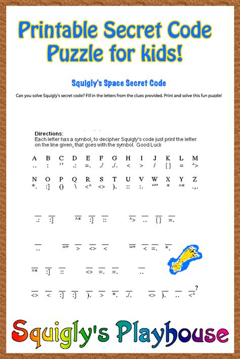 Squigly's Space Secret Code | Word puzzles for kids, Word games for ...