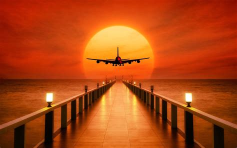 Airplane Sunset Takeoff Wallpapers | HD Wallpapers