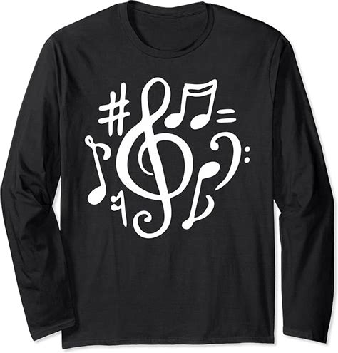 Music Notes Long Sleeve T-Shirt : Amazon.co.uk: Clothing