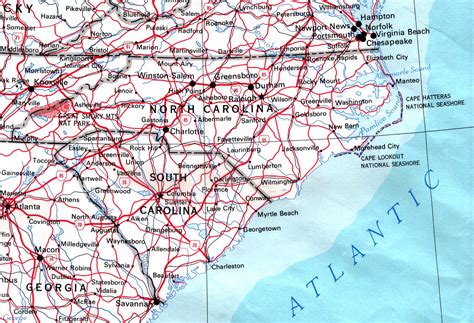 Map of North Carolina (Road Map) : Worldofmaps.net - online Maps and ...