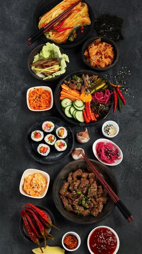 Assortment of Korean Traditional Dishes Stock Image - Image of asian ...