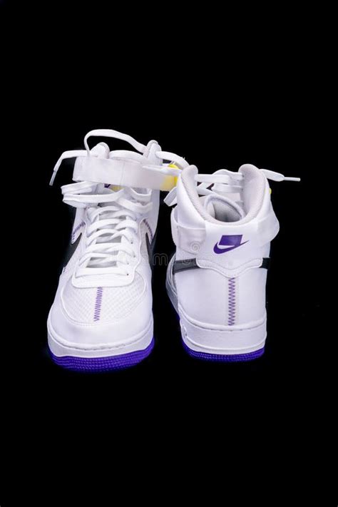 Nike Air Force 1 High Top Basketball Shoes Sneakers Editorial Stock ...