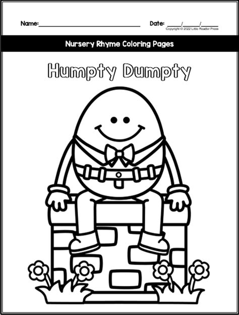 Humpty Dumpty Nursery Rhyme Coloring Page Nursery Rhymes Activities ...