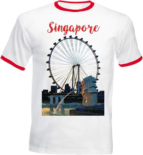 teesquare1st Men's Singapore Souvenire Gift Red Ringer T-Shirt Size ...