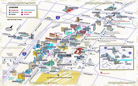 Map of the Las Vegas strip - Las Vegas strip map of casinos (United ...