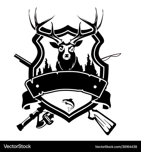 Hunting and fishing logo cartoon Royalty Free Vector Image