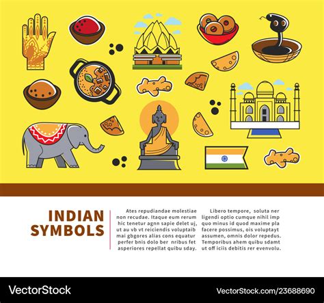 Indian culture symbols and india landmarks Vector Image